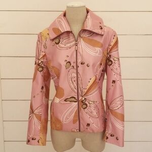 PAMELA MCCOY COLLECTIONS medium pink and orange full zip jacket very 70s!!!